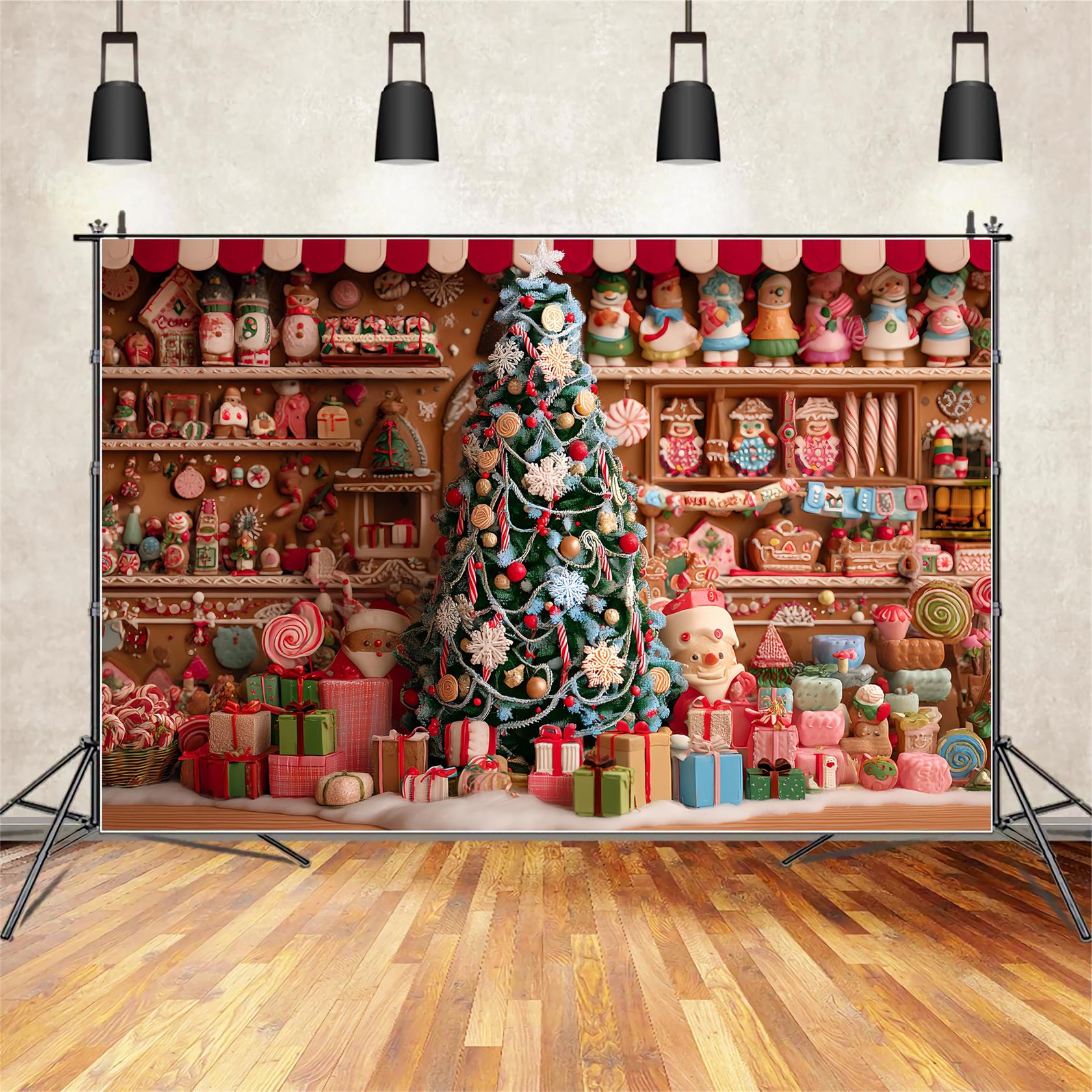 Lebkuchenhaus Fotohintergrund Lebkuchenbäckerei Weihnachtsbaum WeihnachtsFotohintergrund TWW59-91