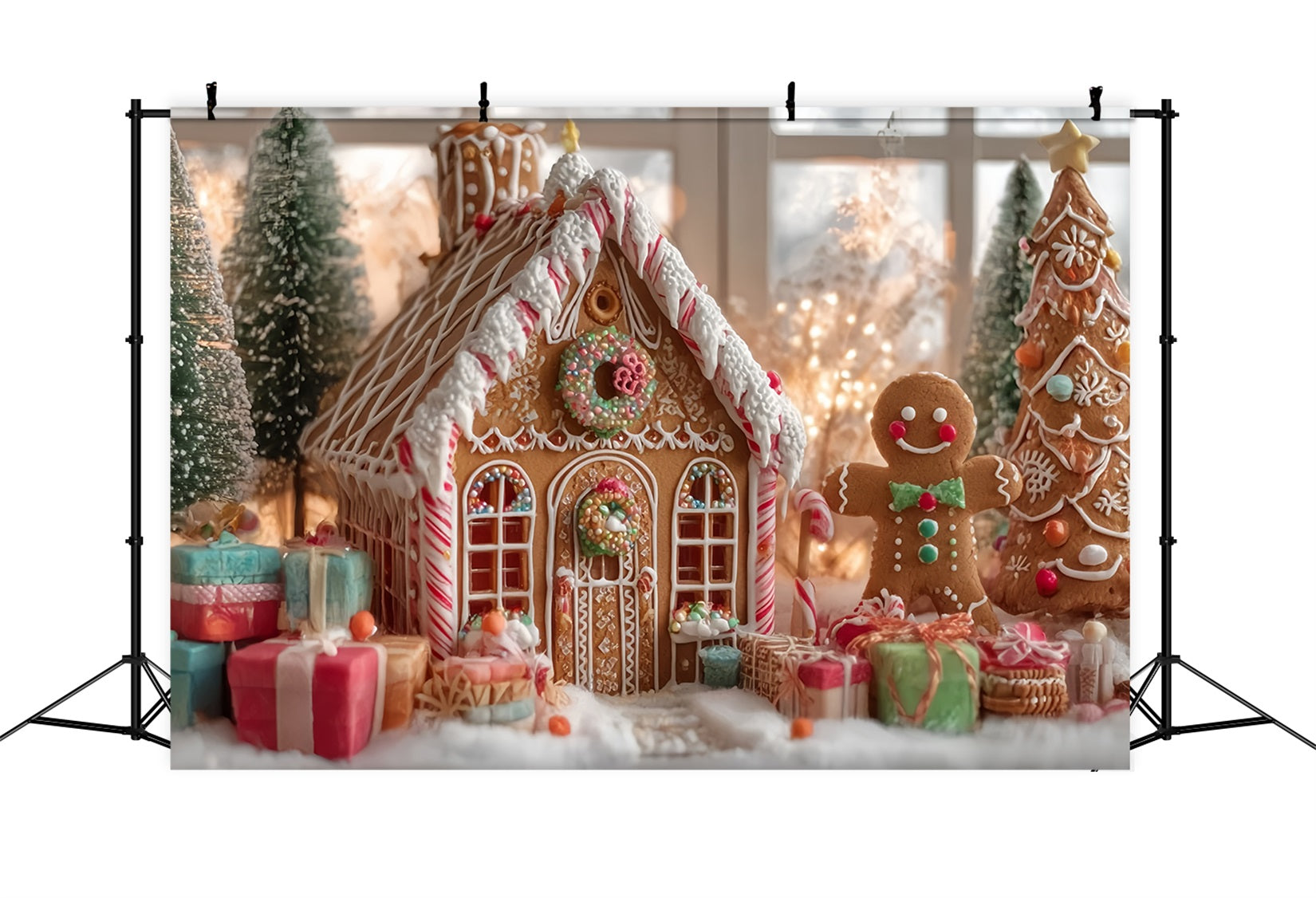 Lebkuchenhaus Fotohintergrund Weihnachtsstimmung Lebkuchenhaus Weihnachtshintergründe TWW59-92