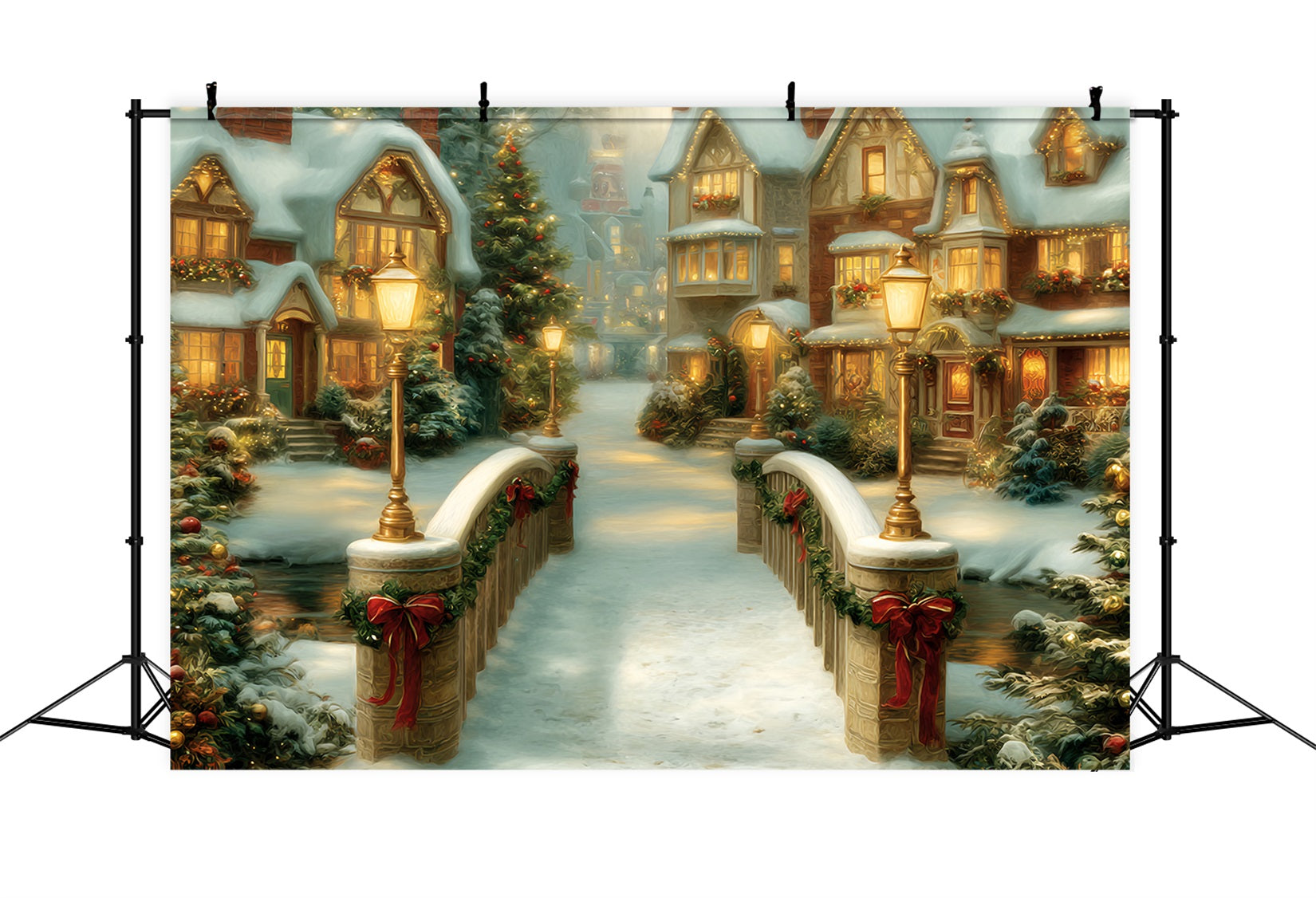 Weihnachtsdorf Fotohintergrund Goldene Brücke Ferienhäuser WeihnachtsFotohintergrund TWW59-99