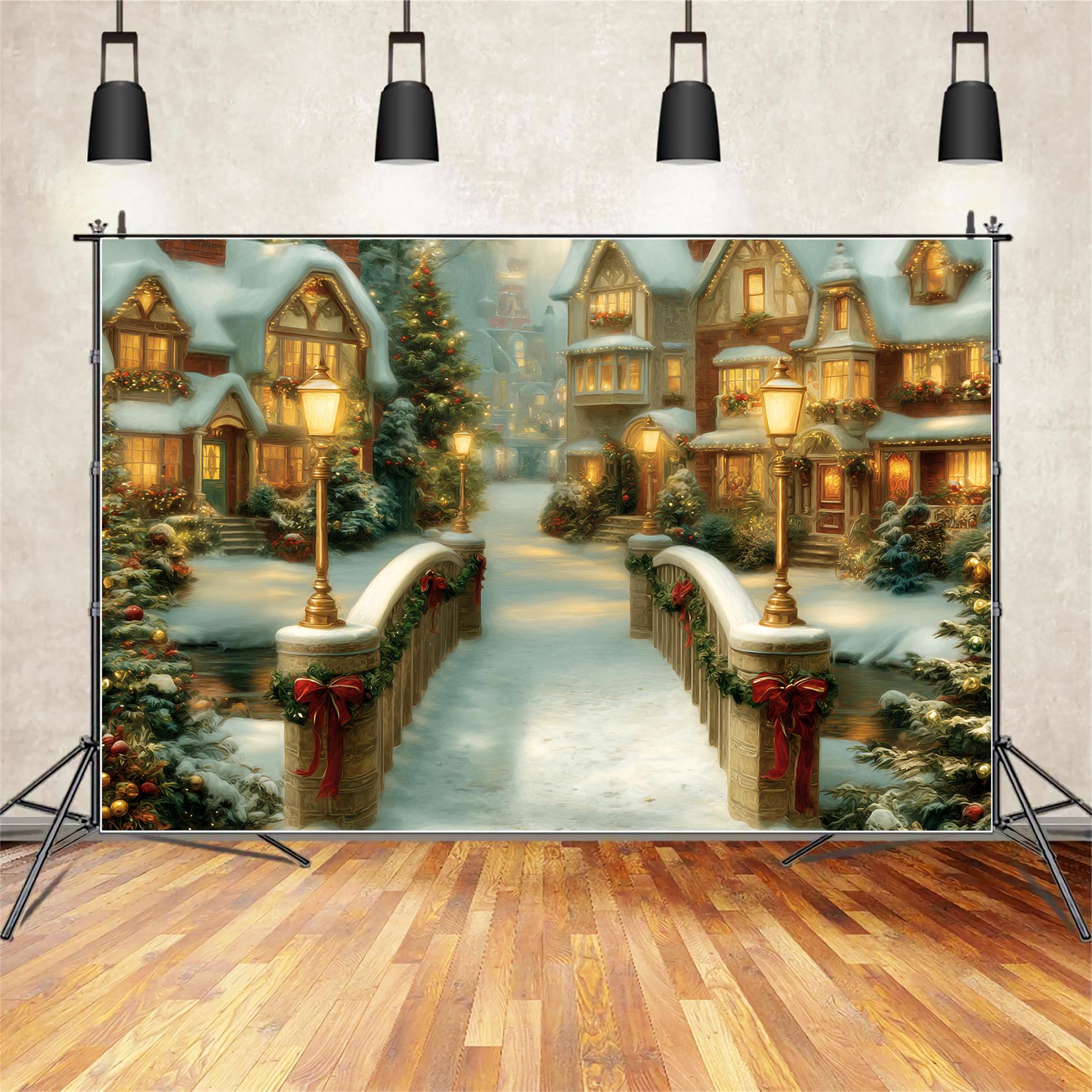 Weihnachtsdorf Fotohintergrund Goldene Brücke Ferienhäuser WeihnachtsFotohintergrund TWW59-99