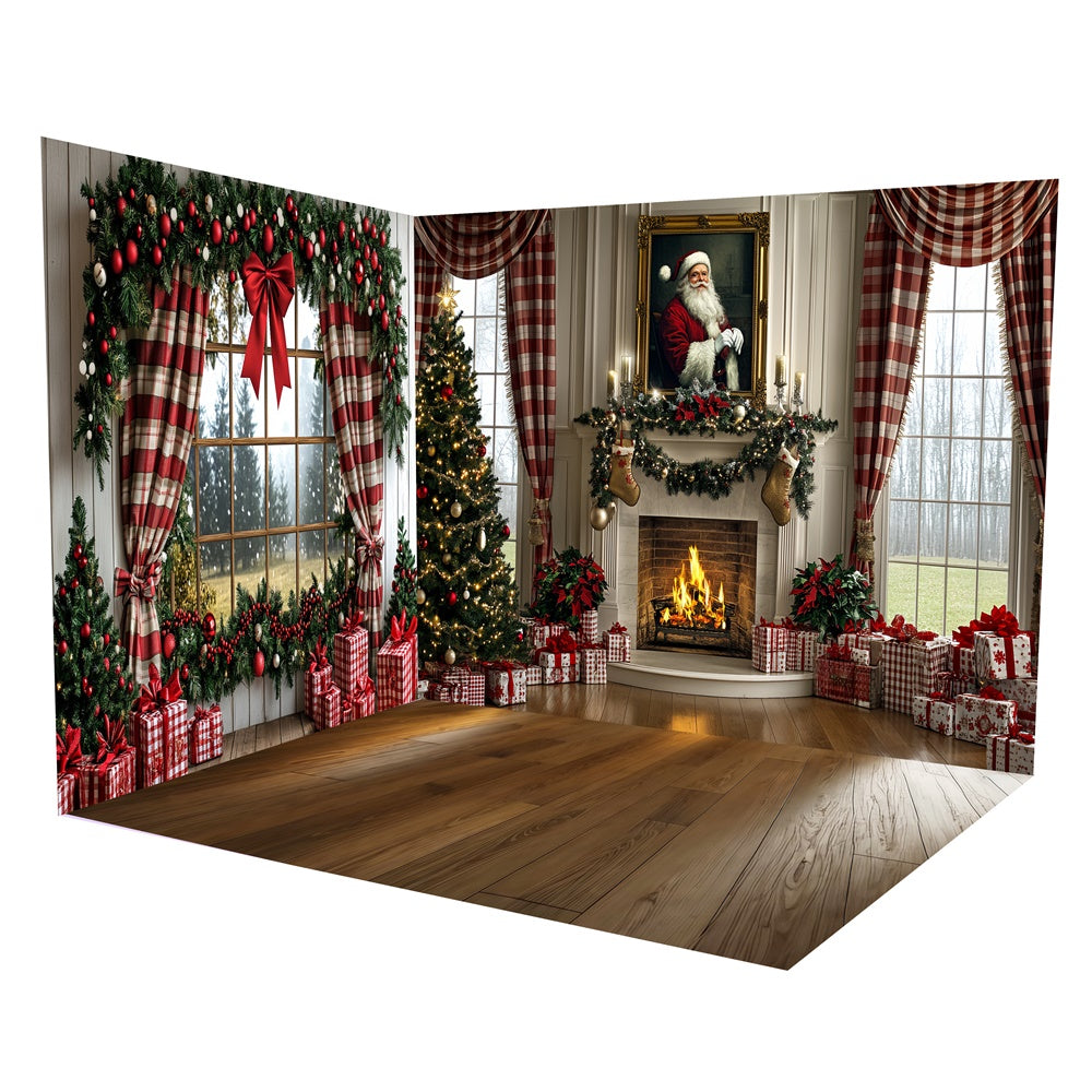 Weihnachten Kamin Backdrop Santa Portrait Herd Backdrop Raum Set TWW6-103