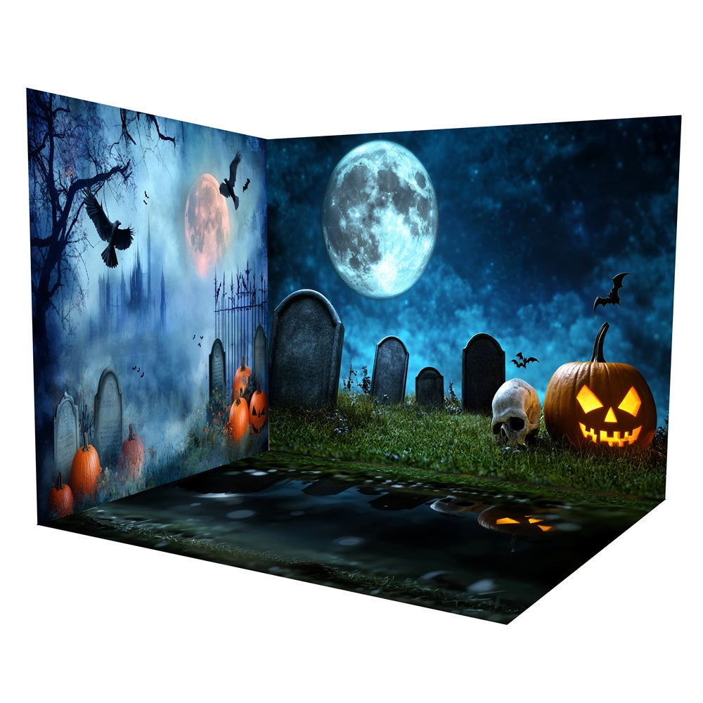 Halloween Friedhof Backdrop Spooky Skull Graveyard Backdrop Room Set TWW6-119