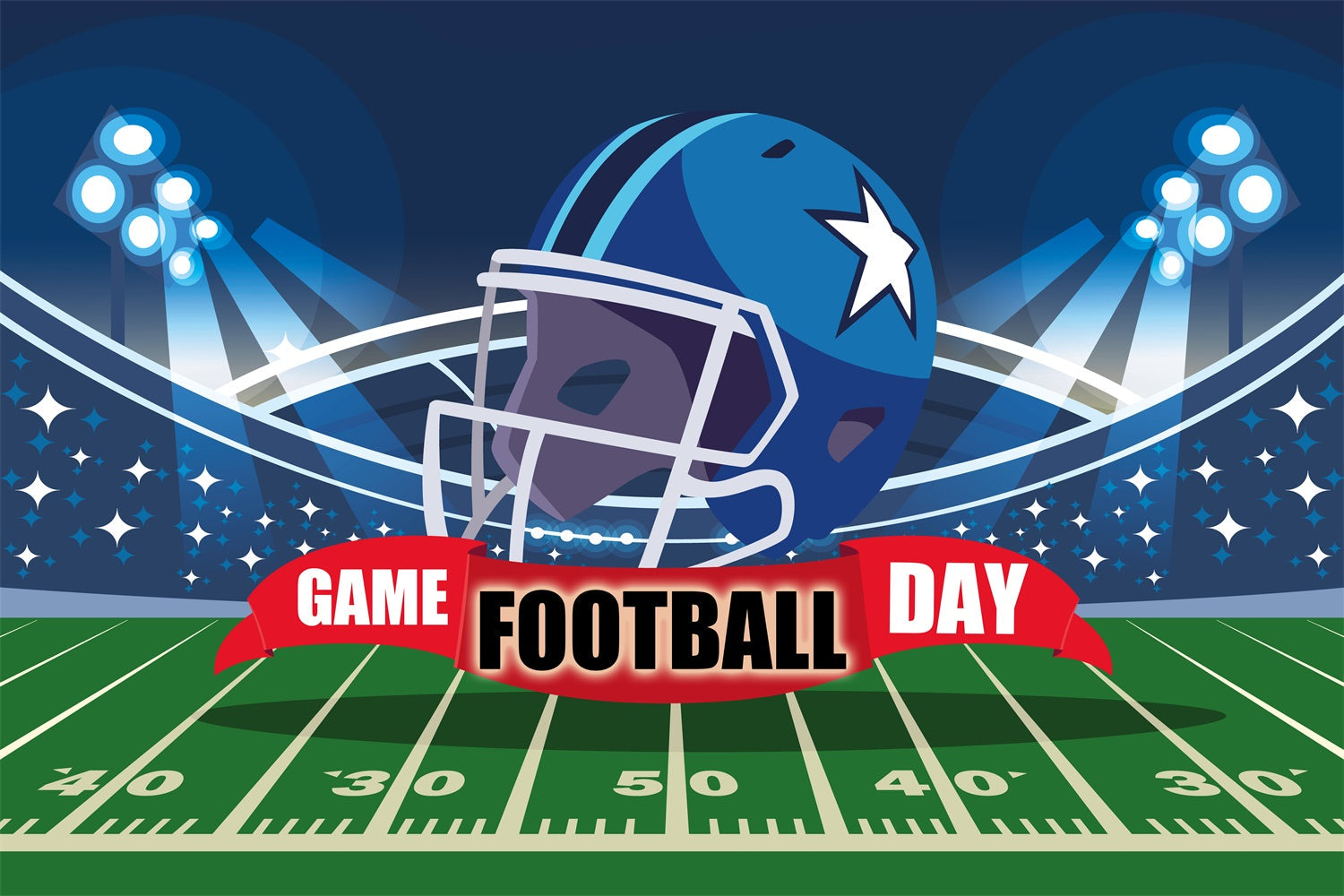 Fußballfeld Backdrop Blau Helm Lichter Sport Event Backdrops TWW6-18