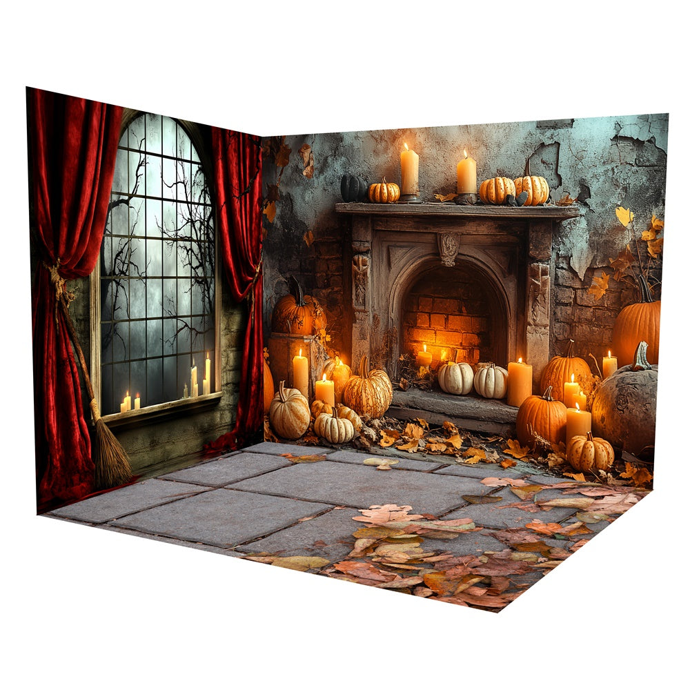 Halloween Backdrop Geisterhafter Herbstherd Backdrop Raum Set TWW6-44