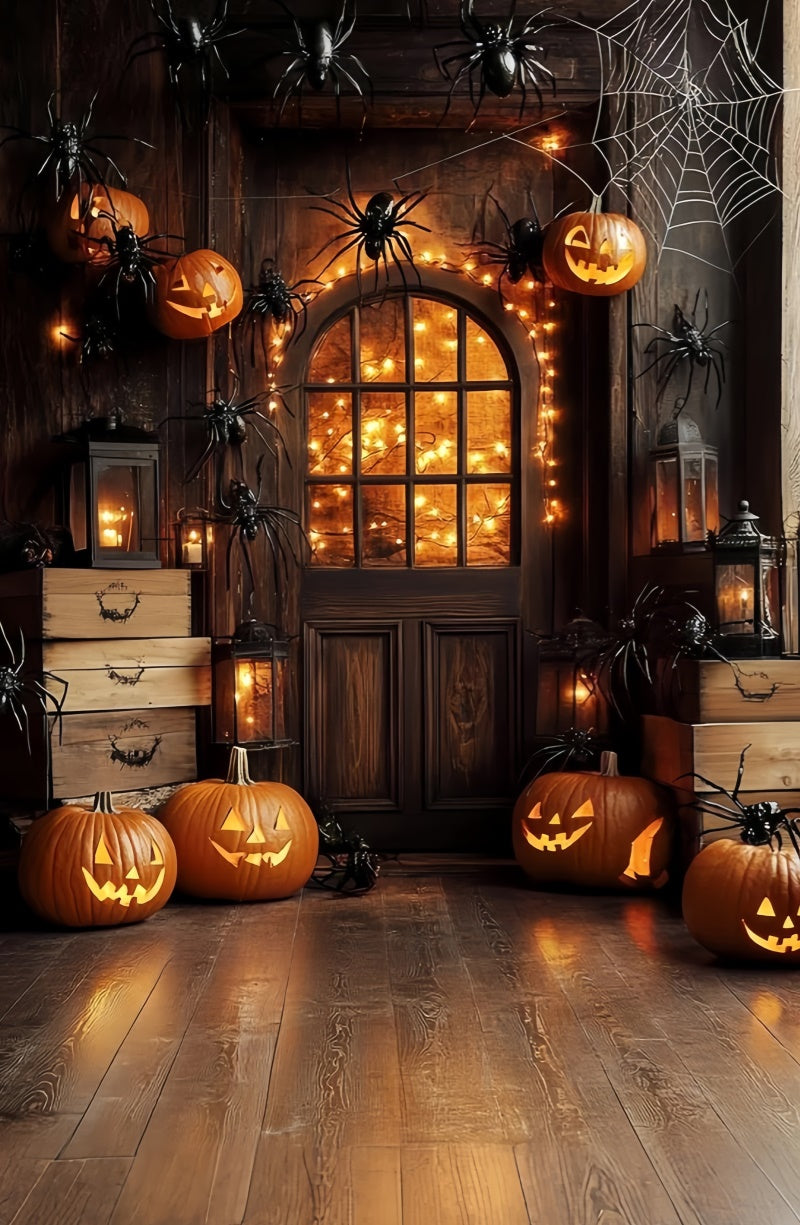 Halloween Fotohintergrund Kürbis Spinne Veranda Sweep Backdrop TWW6-76