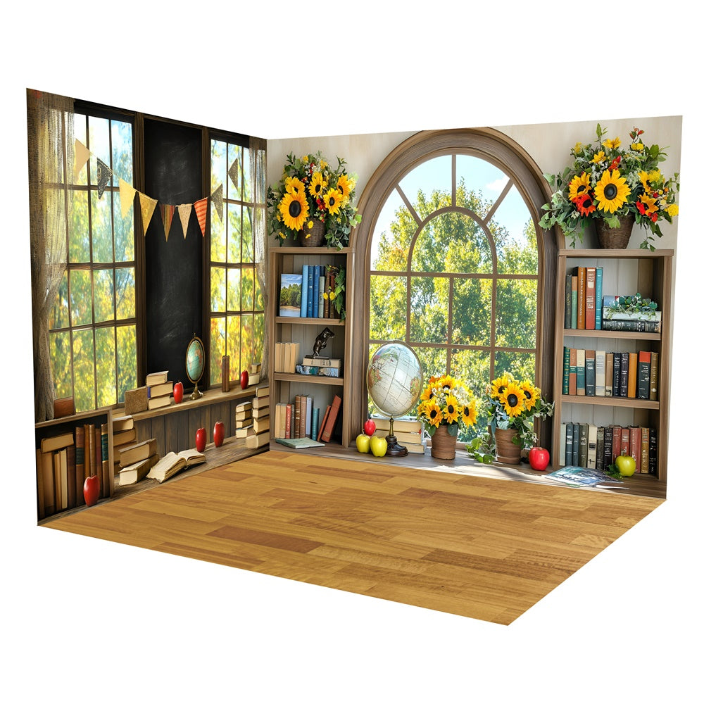 Schulfotokulissen Sonnenblume Bücherecke Backdrop Raumset TWW6-93