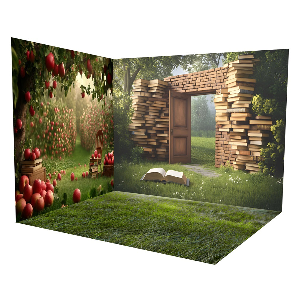 Back To School Backdrop Apfelgarten Lesetor Raumset TWW6-97