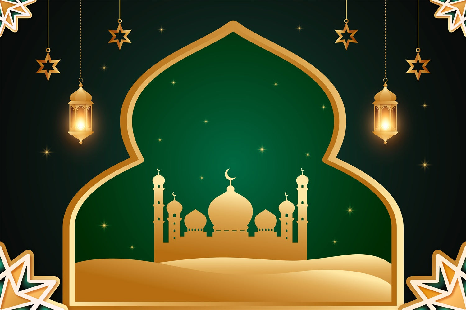 Ramadan-Hintergrundkulissen Goldgerahmter Sternenhimmel Moschee-Hintergrund XY2-108
