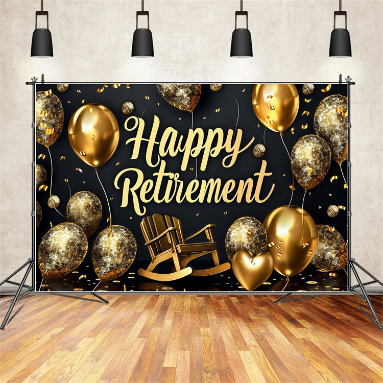 Happy Retirement Backdrop Glitter Balloon Schaukelstuhl Backdrop XY2-151