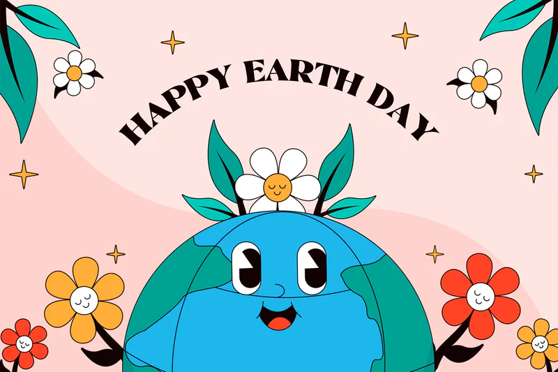 Happy Earth Day Backdrop Adorable Erde mit Blumen Backdrop XY2-19