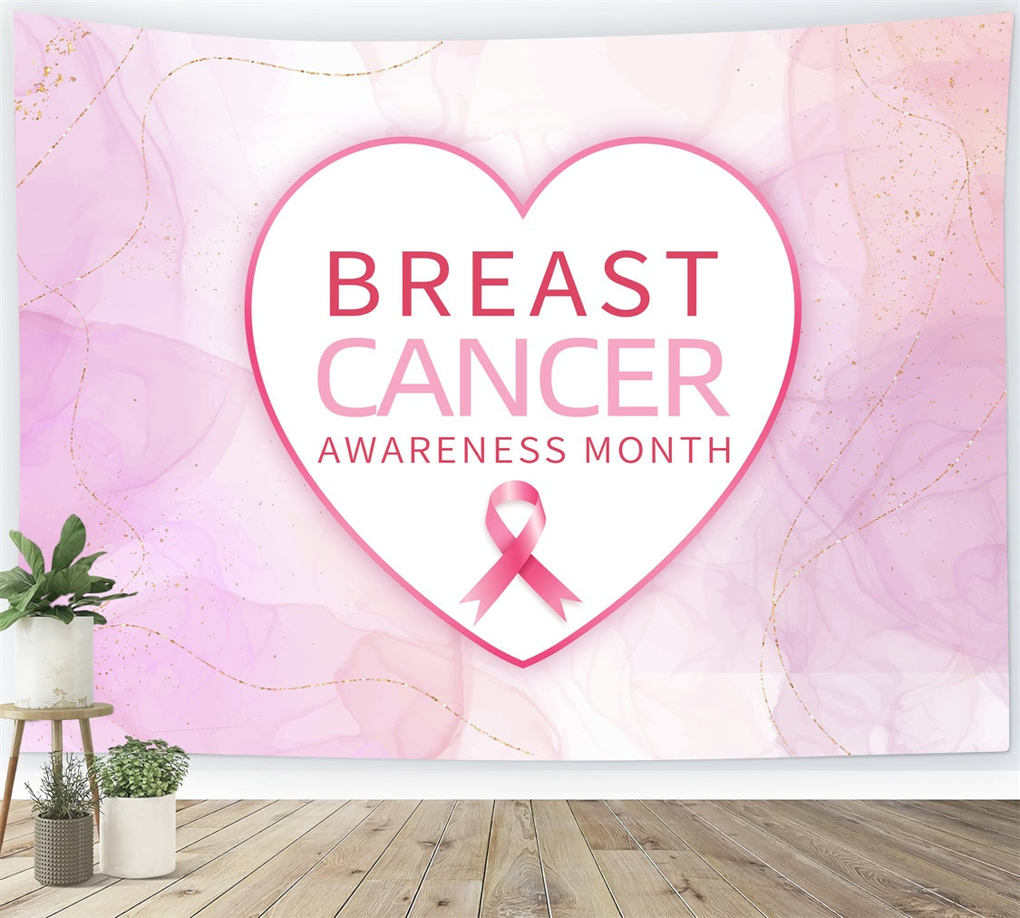 Breast Cancer Awareness Backdrop Elegantes Herz Pink Ribbon Backdrop XY2-6