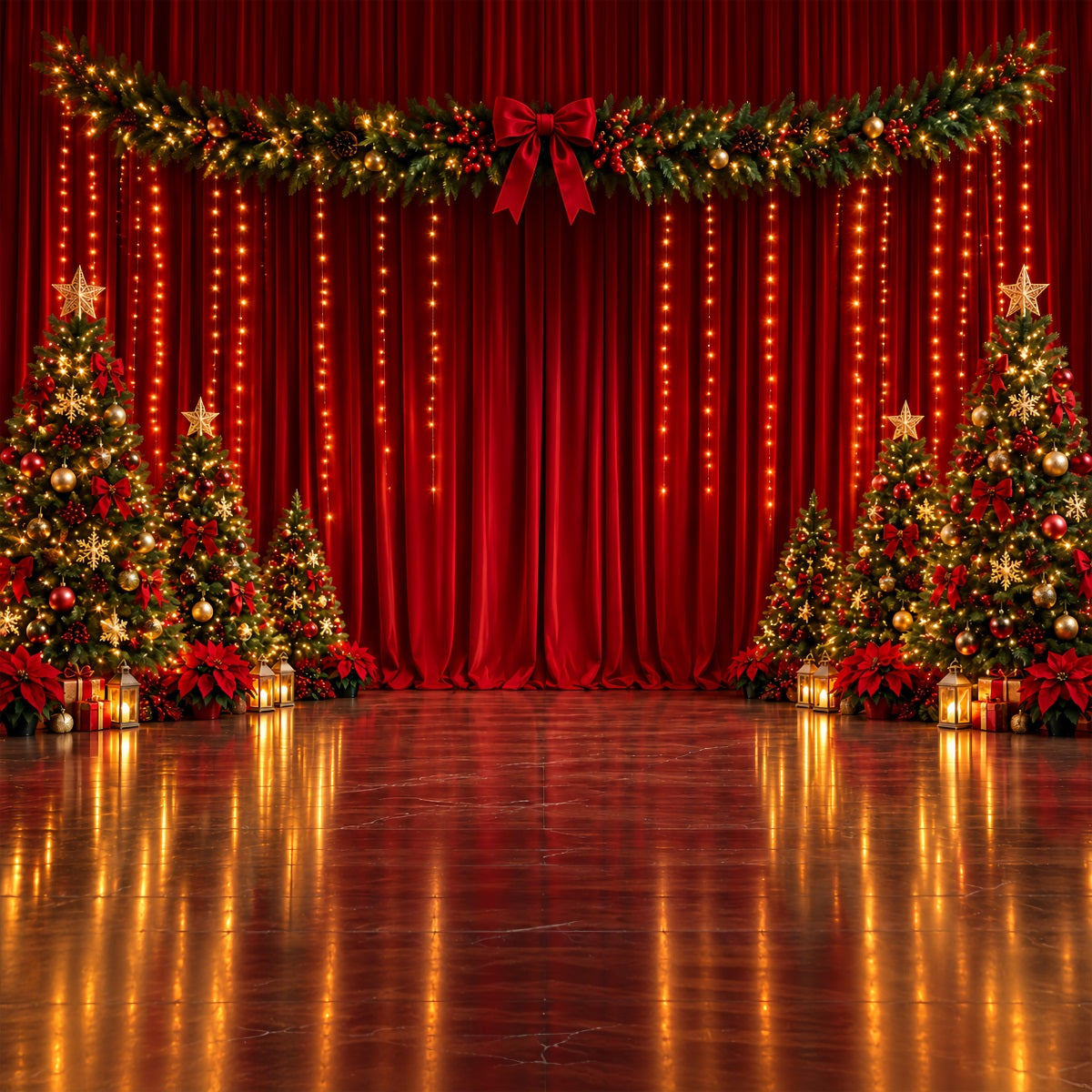 Weihnachtlicher Fotohintergrund Purpurrote Samtbühne ZTT610-19