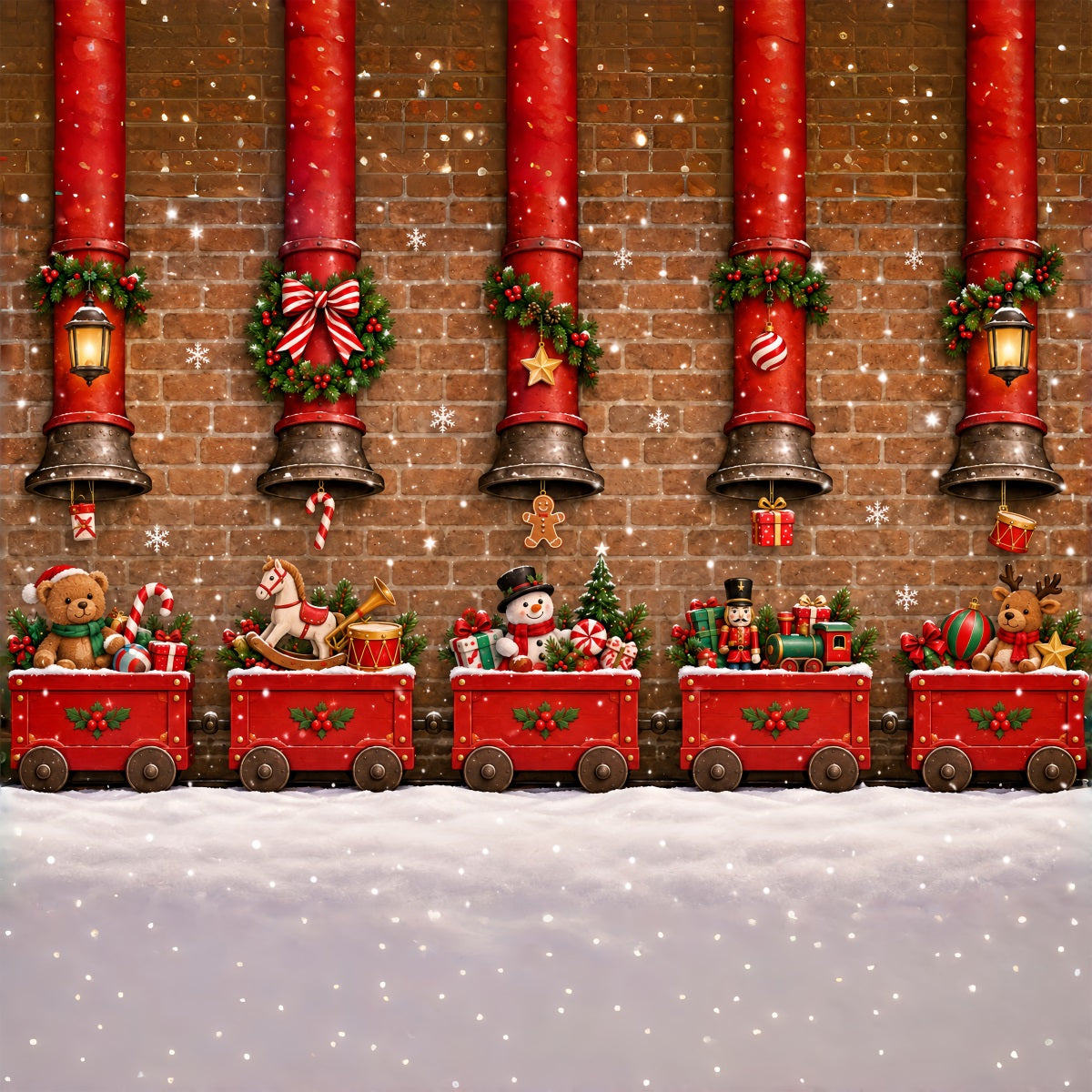 Weihnachtlicher Hintergrund Vintage Roter Spielzeugeisenbahnzug ZTT610-22