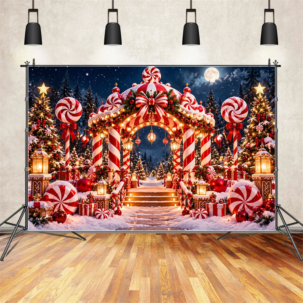 Weihnachtlicher Zuckerstangen-Hintergrund Pfefferminzbonbonland Eingang ZTT610-48