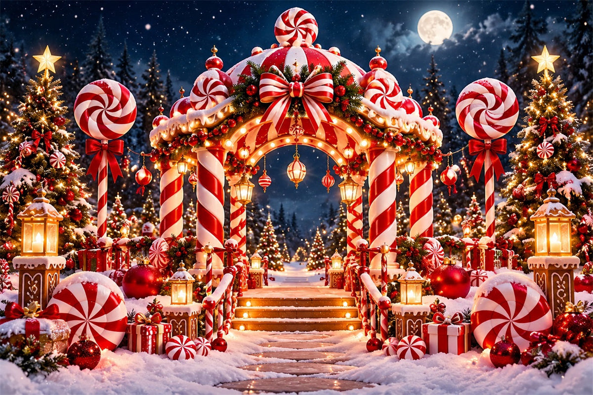 Weihnachtlicher Zuckerstangen-Hintergrund Pfefferminzbonbonland Eingang ZTT610-48