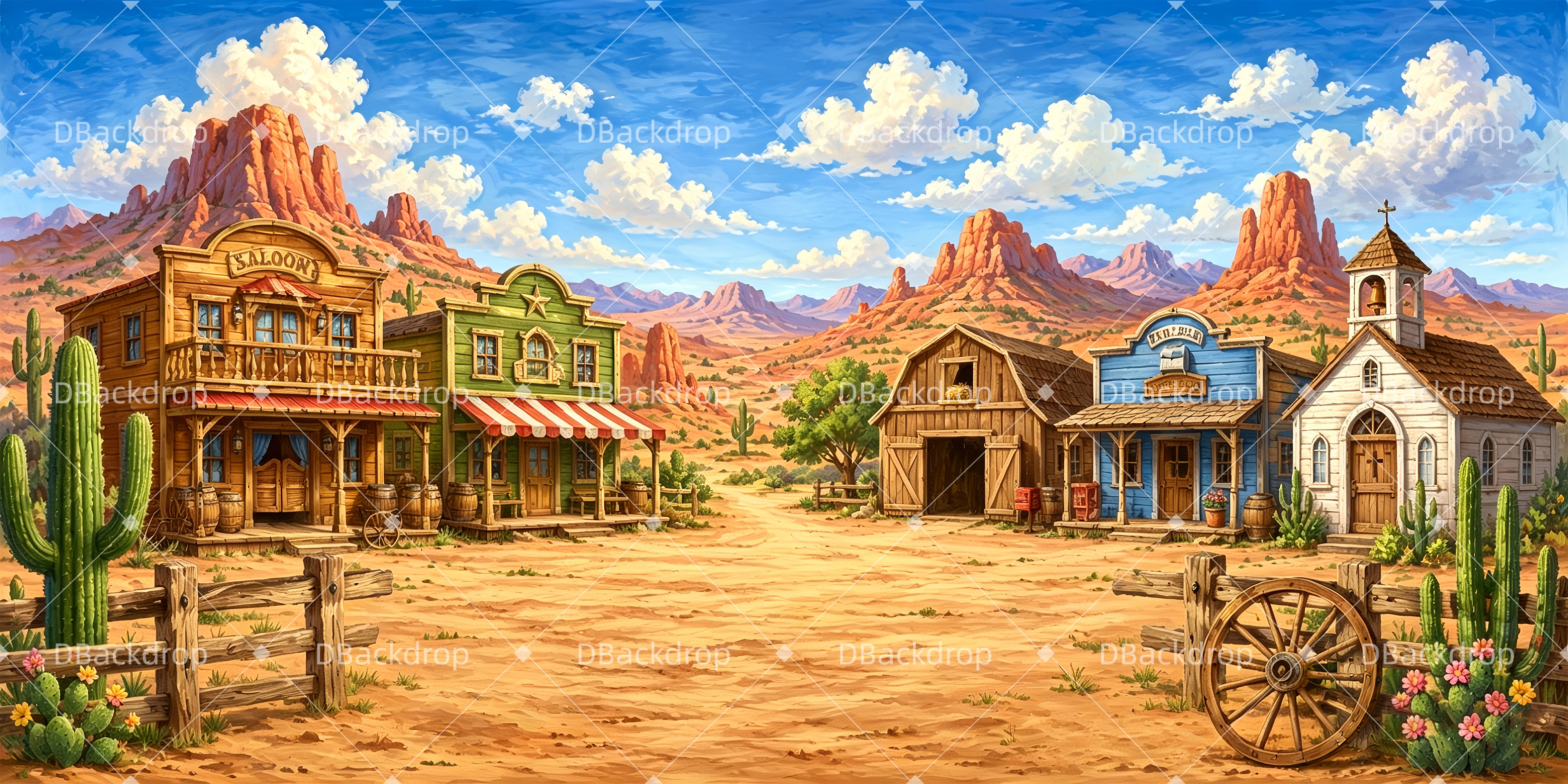 Westernstadt Old West Bühnenhintergrund VBS Hintergrund ZTT65-T11