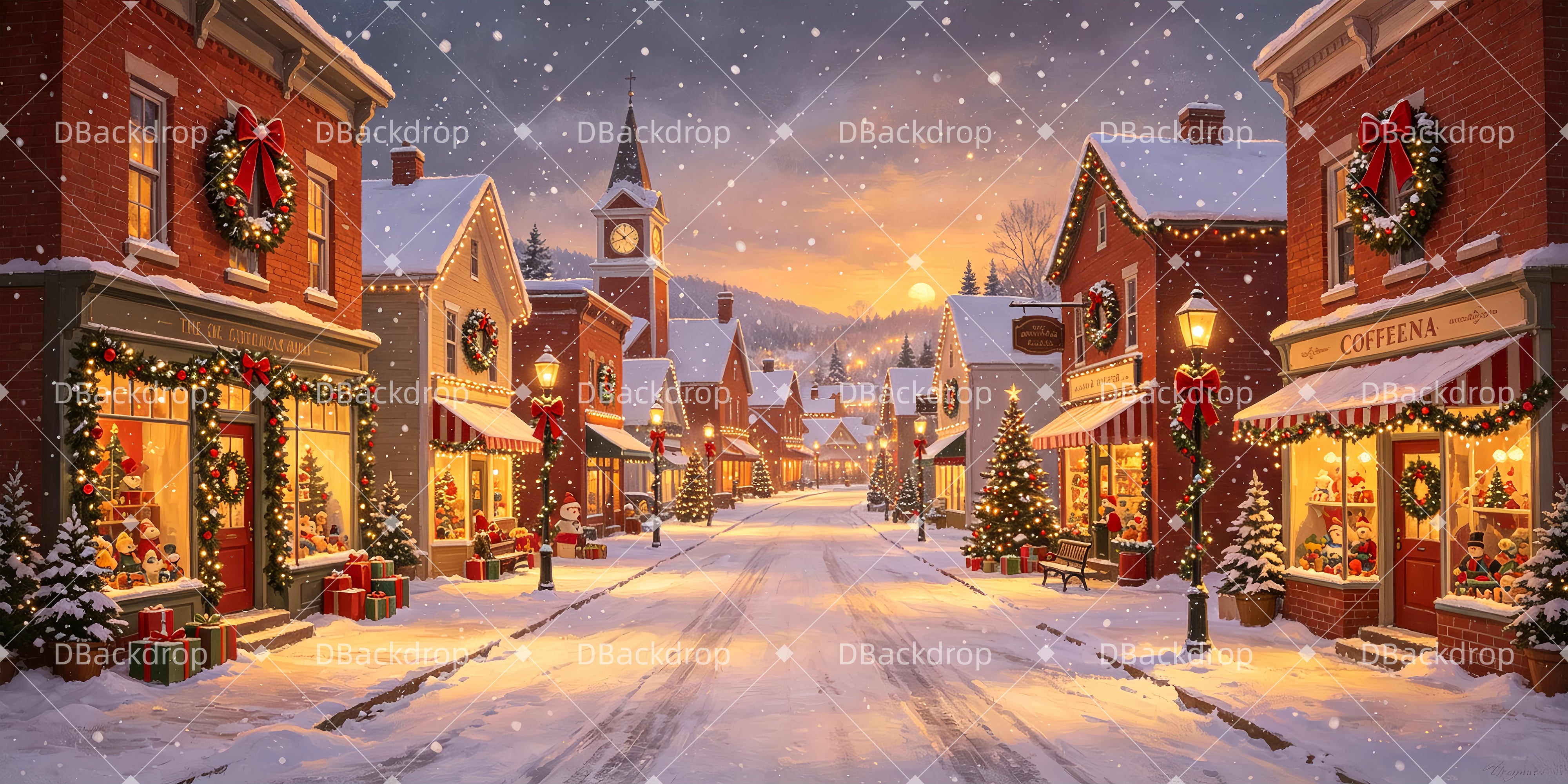 Schultheater Hintergrund Weihnachtsstadt Aufführungskulisse ZTT66-T107