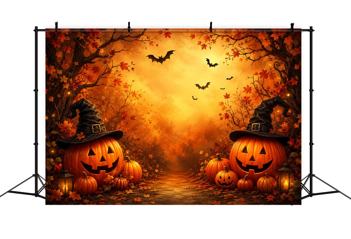 Halloween-Fotohintergrund Mit Hexenhut Und Kürbiswald ZTT67-24