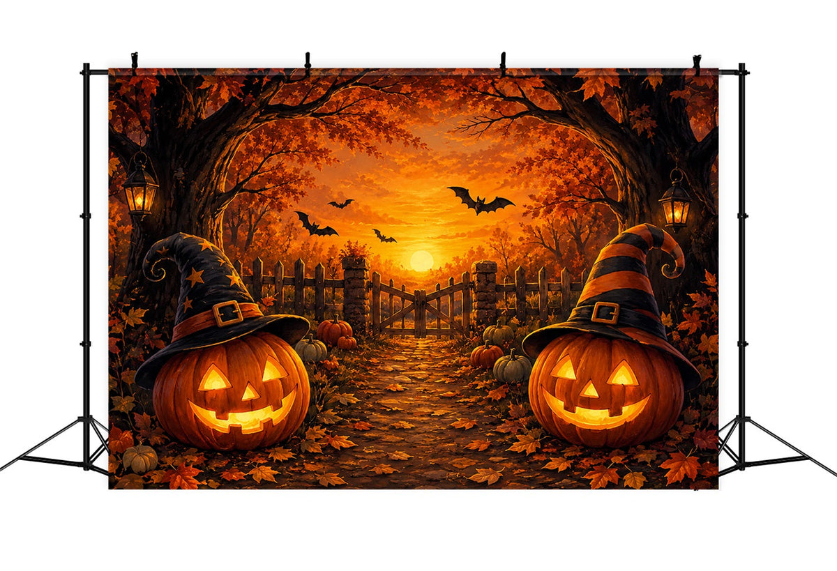 Halloween-Bühnenhintergrund Hexenhut Kürbisweg Halloween-Fotografie-Hintergründe ZTT67-5