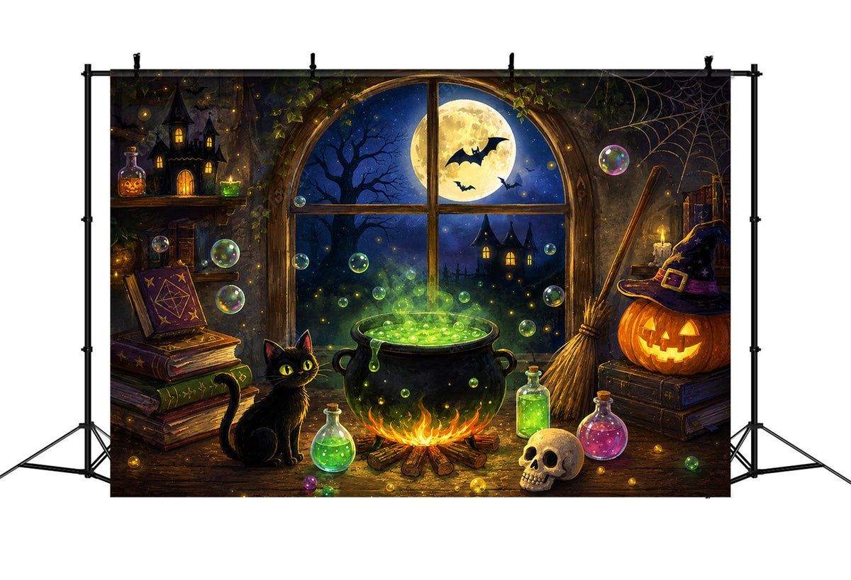 Zuckerschädel-Hintergrund Mondbeschienenes Skelett Rabe Friedhofsgeist Halloween-Hintergründe ZTT67-65