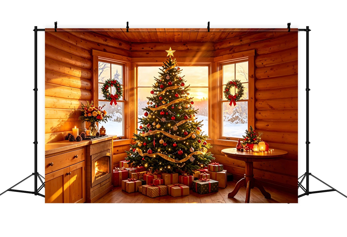 Rustikale Weihnachtskulisse Gemütliches Hütten-Baumleuchten Studio-Weihnachtskulissen ZTT69-1