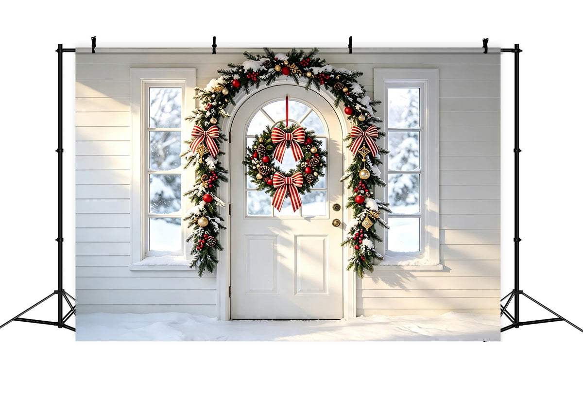 Weiße Weihnachtskulisse Bogenkranz Girlande Türrahmen Weihnachtskulissen ZTT69-13