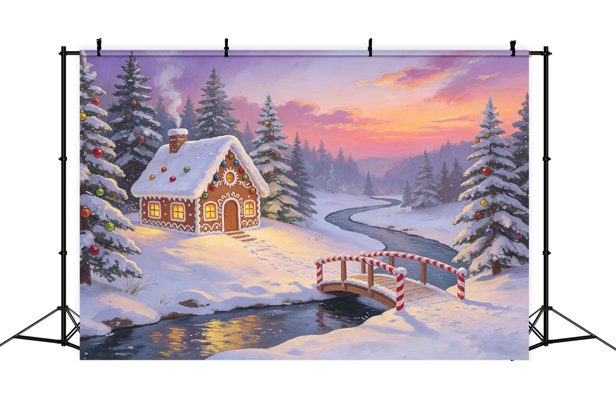 Weihnachtswald-Kulisse Lebkuchenbrücke Fluss Große Weihnachtskulissen ZTT69-21