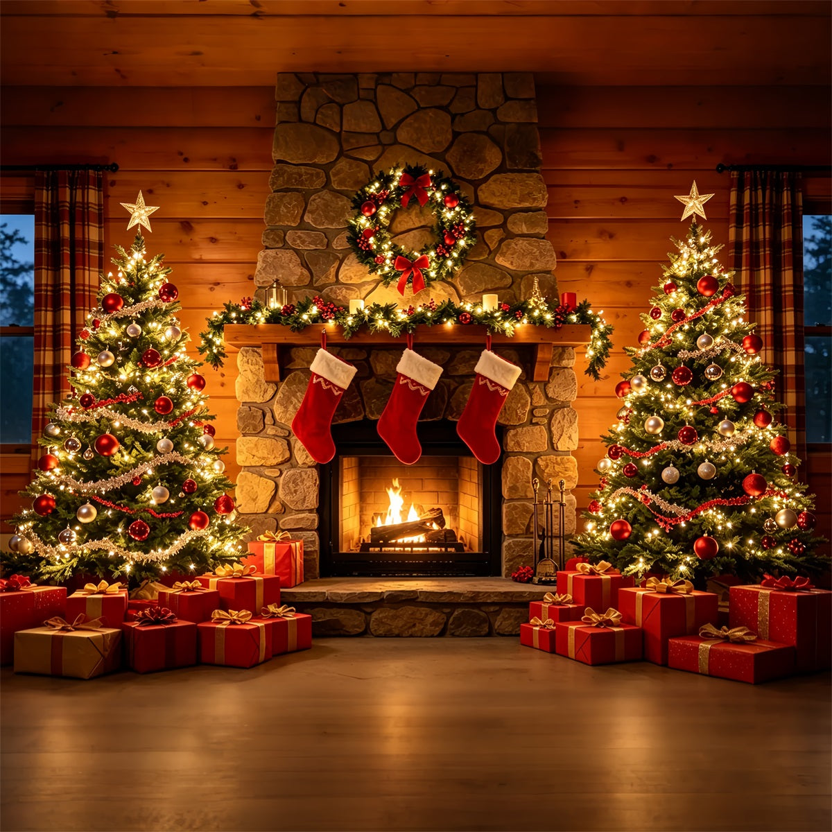 Weihnachtskamin-Hintergrund Geschenkidee Für Kamine Aus Stein Weihnachtsstudio-Hintergrund ZTT69-30