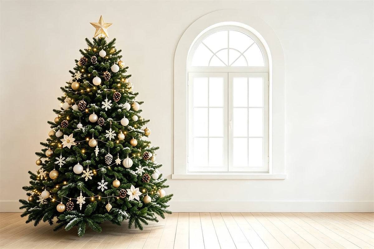 Einfacher Weihnachtshintergrund Elegantes Baumfenster-Interieur Professionelle Weihnachtskulisse ZTT69-43