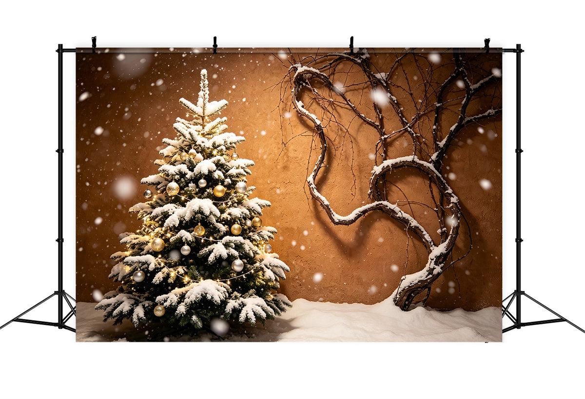 Weihnachtsbaum-Hintergrund Schneebedeckte Baumrankenwand Weihnachtswand-Hintergrund ZTT69-44