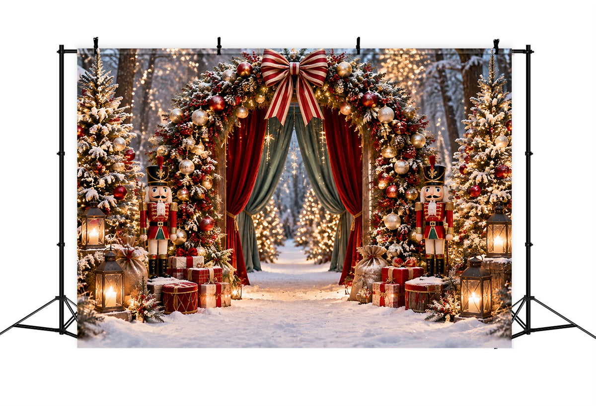 Professioneller Weihnachtshintergrund Nussknacker Wald Vorhangbogen ZTT69-64