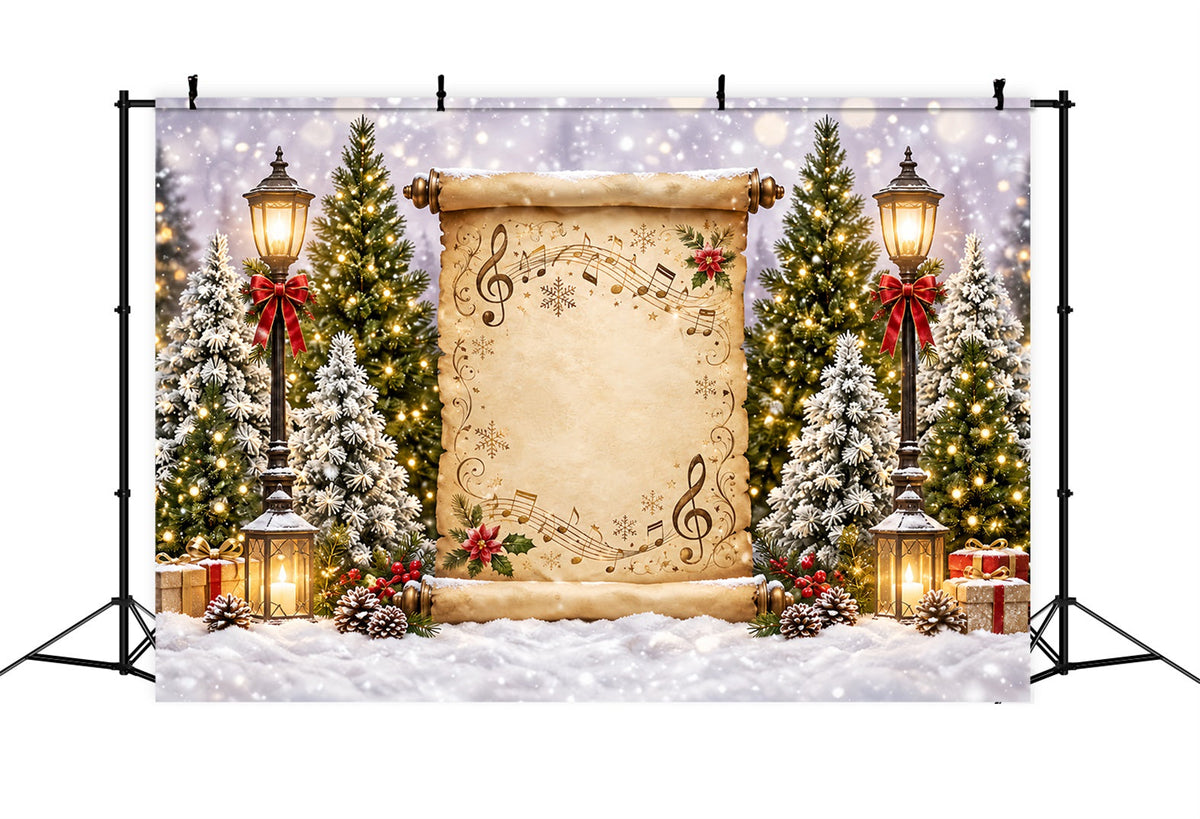 Kirchlicher Weihnachtsfotohintergrund Musikalische Schriftrolle Winter Bethlehem ZTT69-72