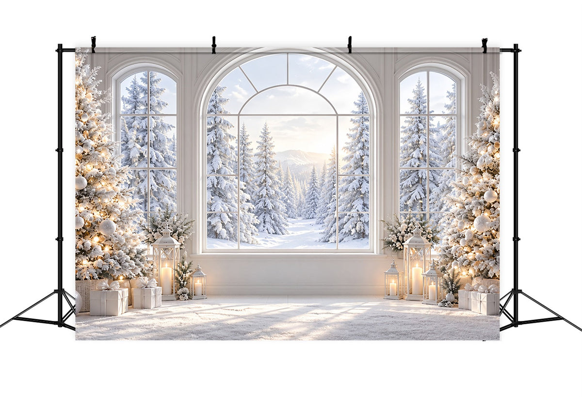 Weihnachtsfenster Hintergrund Eleganter Verschneiter Fensterblick ZTT69-76