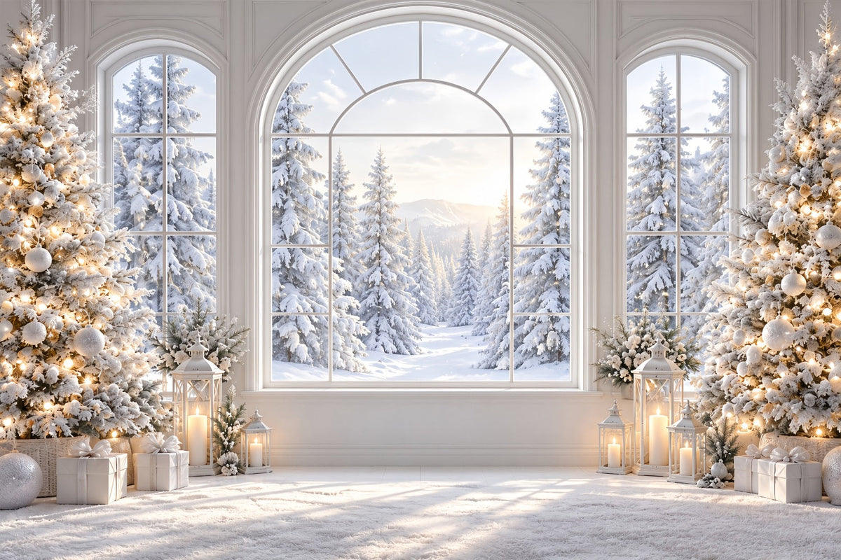 Weihnachtsfenster Hintergrund Eleganter Verschneiter Fensterblick ZTT69-76