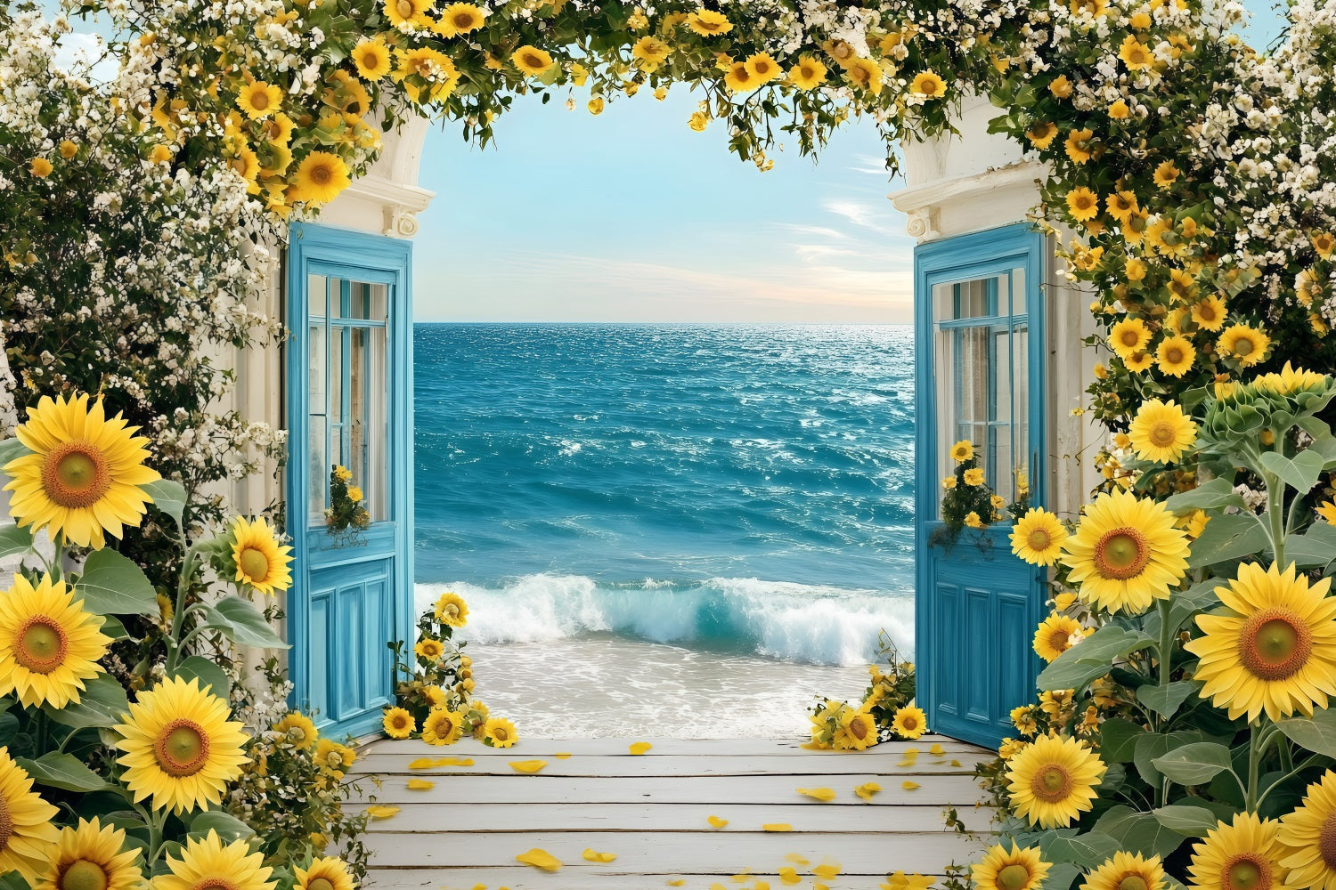 Sonnenblume Fotokulisse Strand Bogen Sommerkulisse ZXY3-16