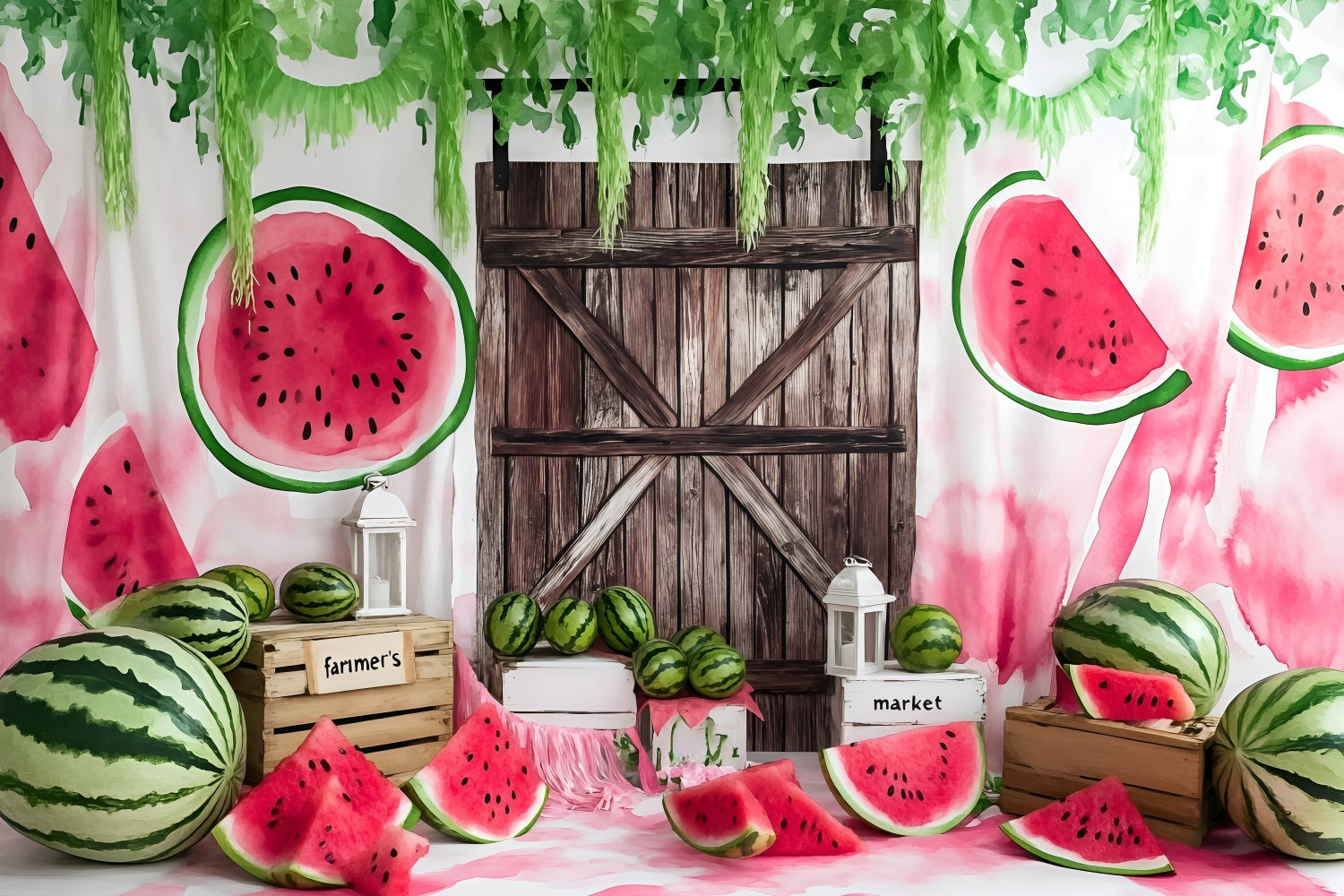 Wassermelone Fotokulisse Patch Scheune Stil Sommer Hintergrund ZXY3-22