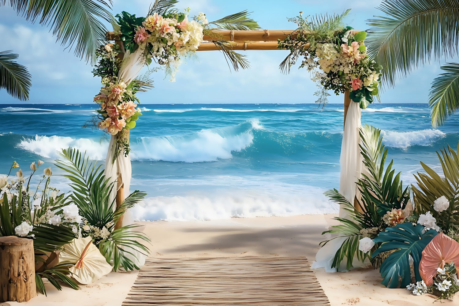 Tropical Backdrops Hochzeit Ozean Sommer Hintergrund ZXY3-26