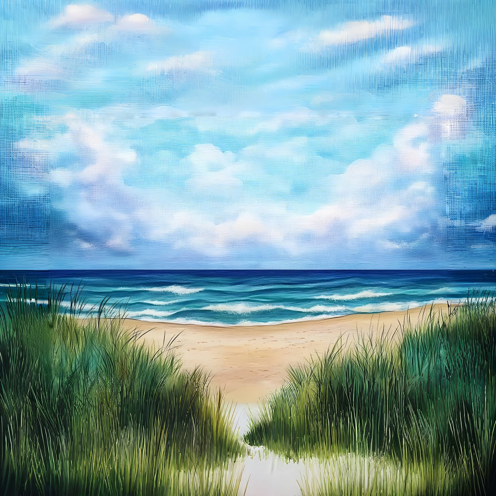 Strand Szenerie Hintergrund Gemaltes Meer Horizont Sommer Hintergrund ZXY3-27
