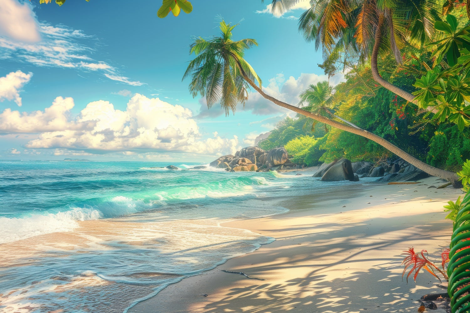 Strand Fotokulisse Palme Sandstrand Sommerkulisse ZXY3-29