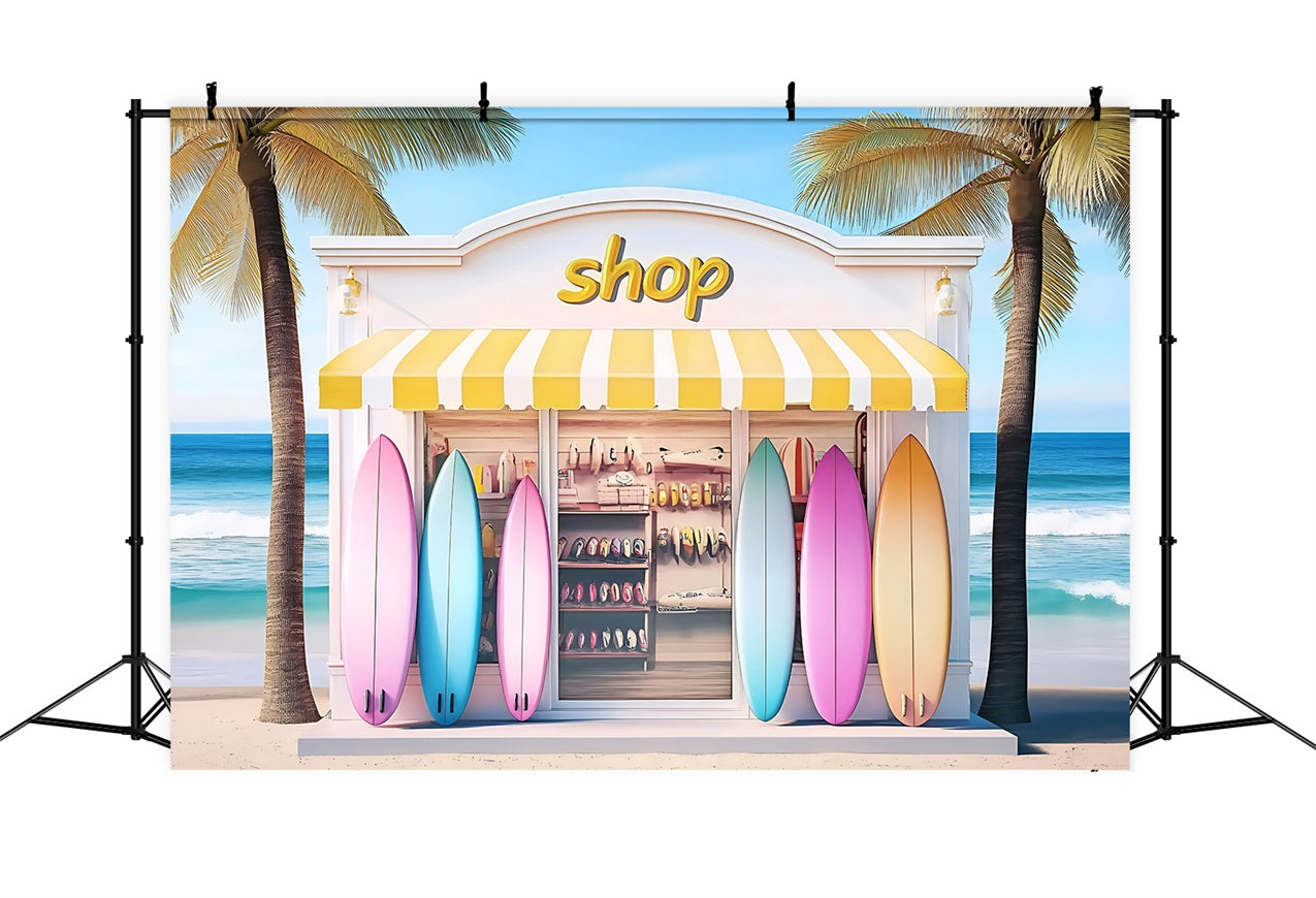 Strand Backdrop Gelbe Streifen Surfbrett Sommer Backdrop ZXY3-8