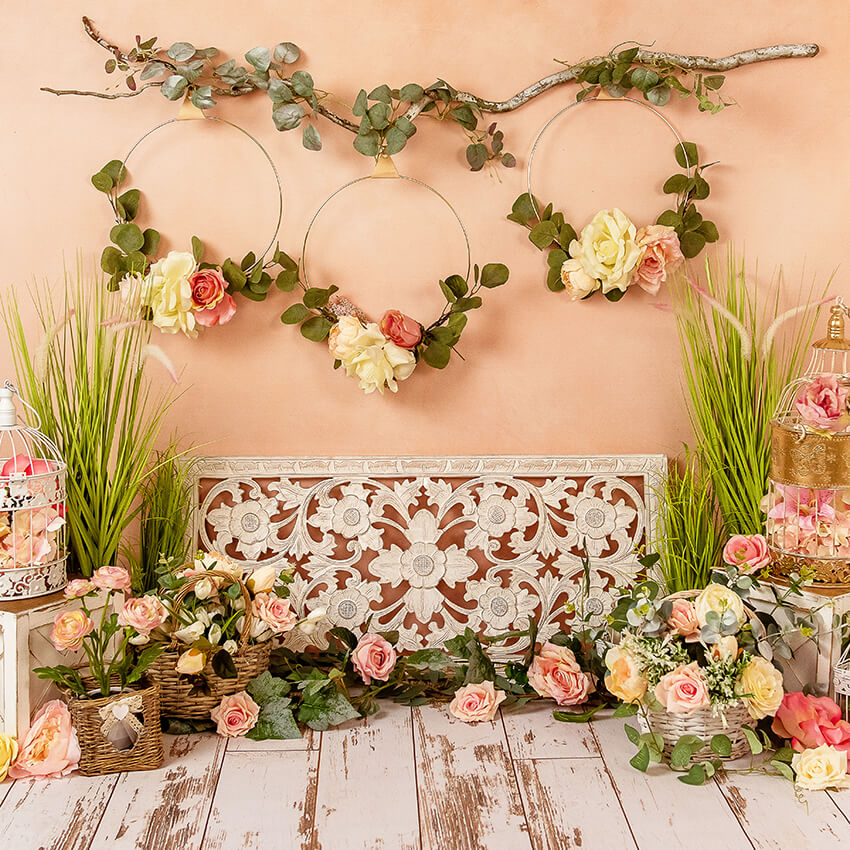 Frühlings Hängende Blumen Girlanden Fotografie Hintergrund D1056