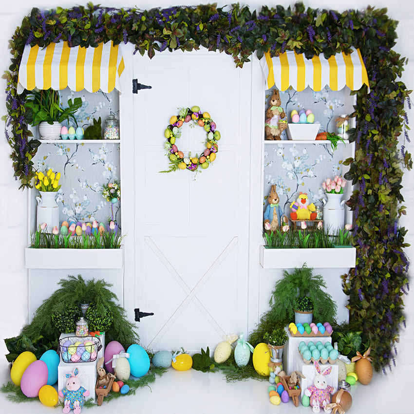 Ostern Shop Eier Blätter Fotografie Hintergrund D1068