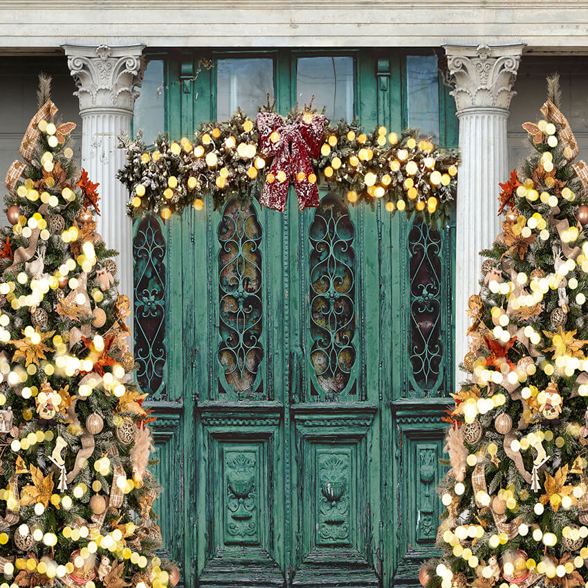 Vintage Tür Weihnachtsbaum Fotografie Hintergrund D904