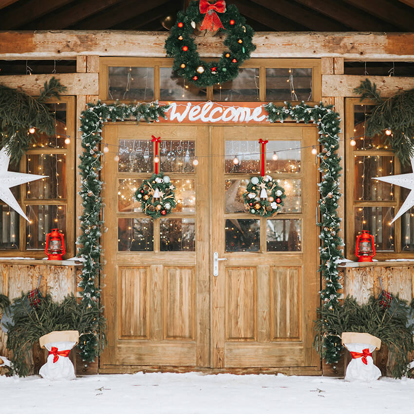 Weihnachtsholzhaus-Fotografie-Hintergrund D953