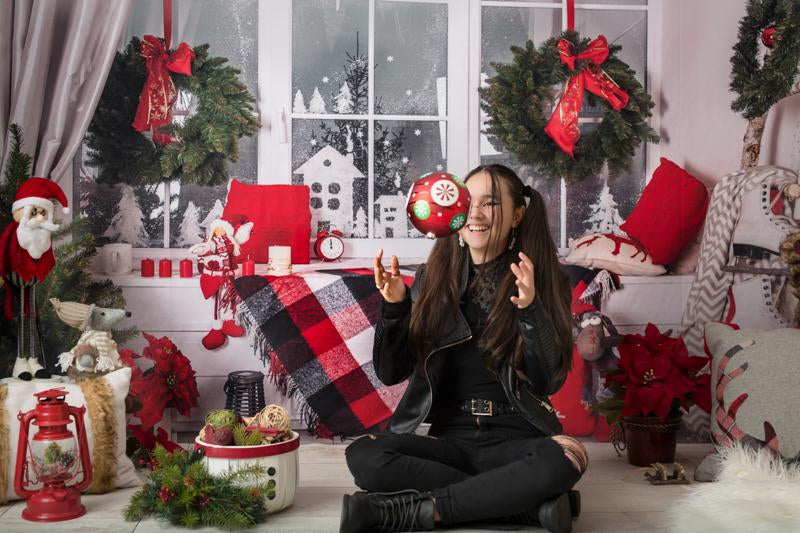 Weihnachtsdekor Raumfenster Fotografie Hintergrund DBD-H19180