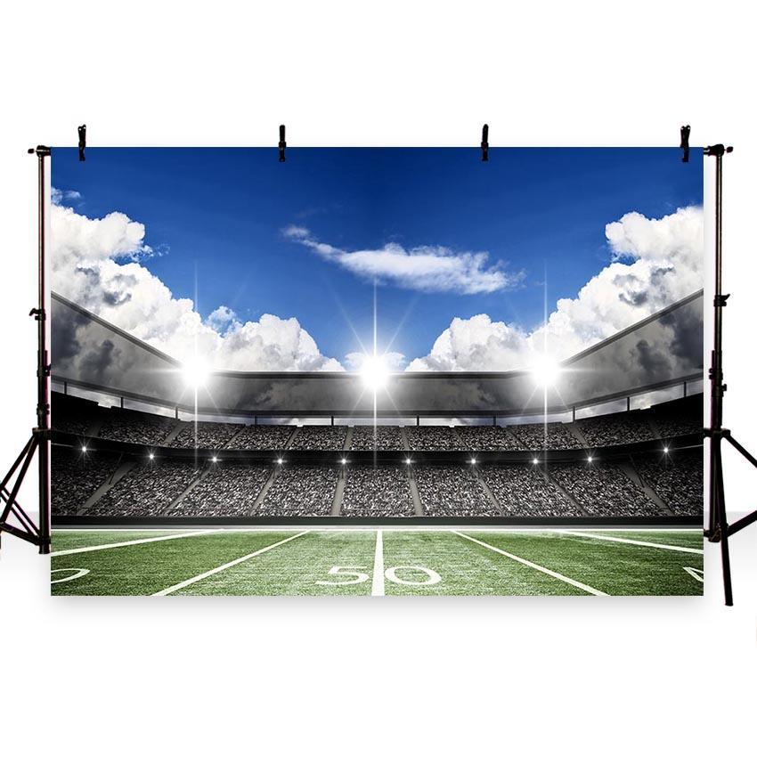 Football Field Green Lawn Spotlight Backdrops for Party  G-260