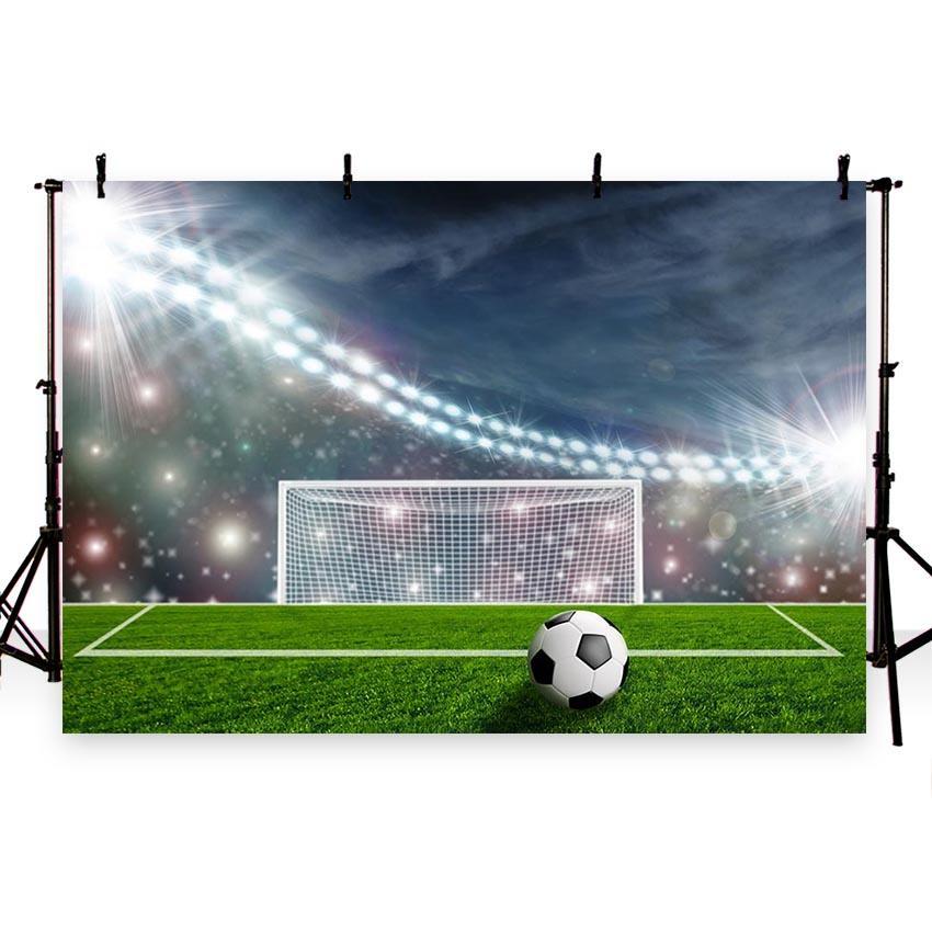 Football Field  Night Spotlight Green Grass Backdrop for Party G-265