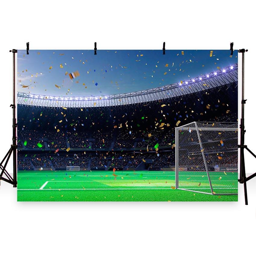 Football Backdrop Soccer Field Champion Confetti Photo Backdrop G-268