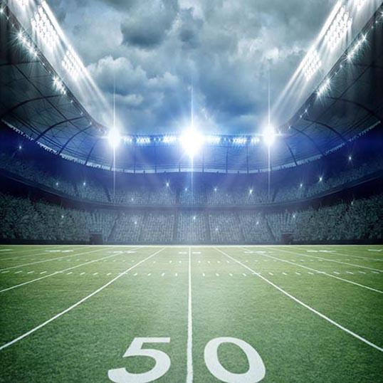 Football Field Stadium Green Lawn Lights Photography Backdrop G-382