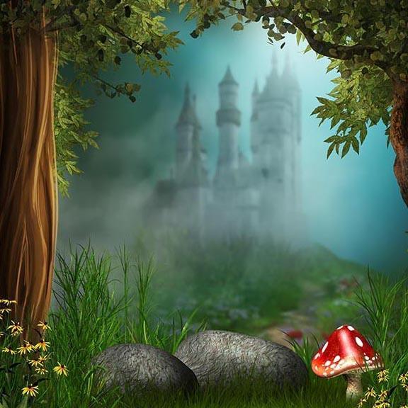 Cartoon Forest Castle Fairytale Photography Backdrops  G-567